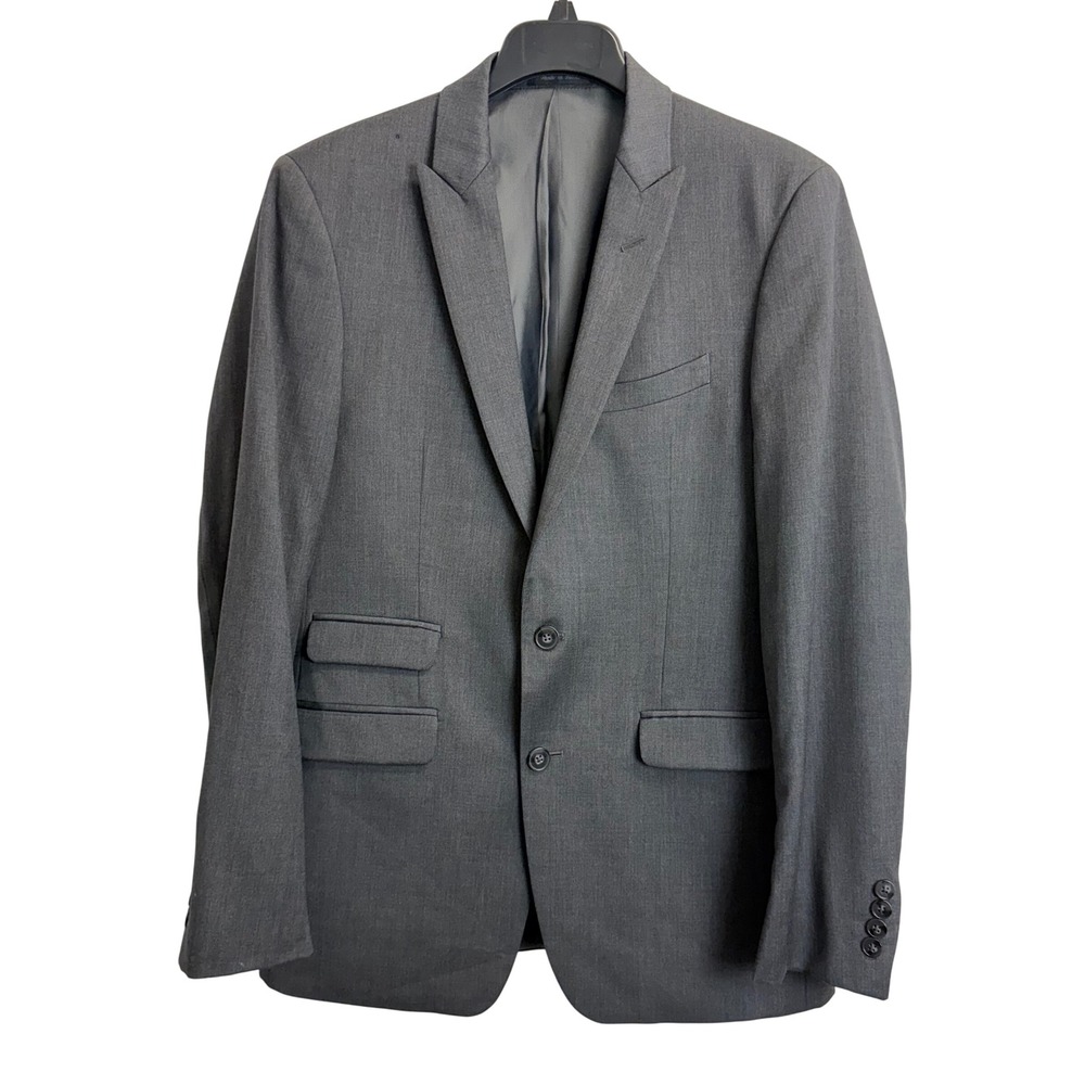 Calvin Klein Mens 40R Extreme Slim Fit Blazer Charcoal Gray Two Button Jacket